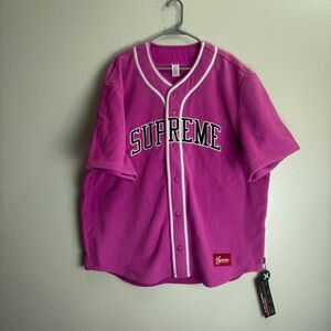 Supreme Polartec Baseball Jersey Pink Size XXL